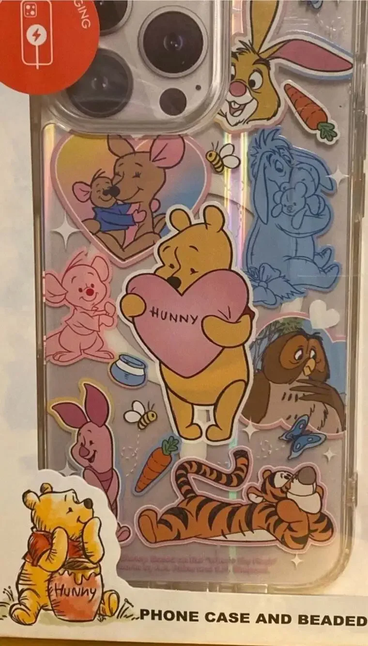 Disney Winnie the Pooh iPhone 16‎ Pro Max Case and Beaded Phone Strap Set